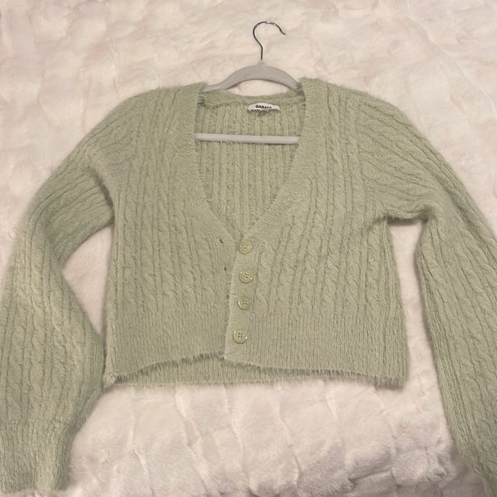 Fairly new sage green Garage cropped sweater, size small